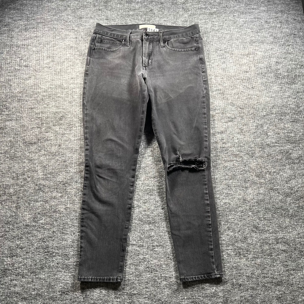 Gap 1969 True Skinny Jeans Womens 29R Faded Black Distressed Denim 5143